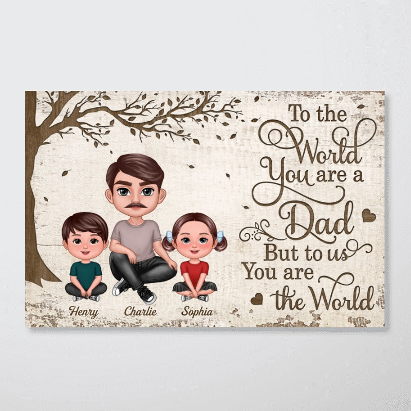 Doll Dad And Kids Dogs Cats Sitting Personalized Horizontal Poster