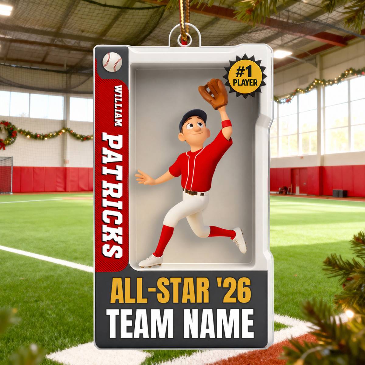 Baseball Player 3D Effect Action Figure - Personalized Acrylic Ornament - Christmas Gift for Son, Grandson