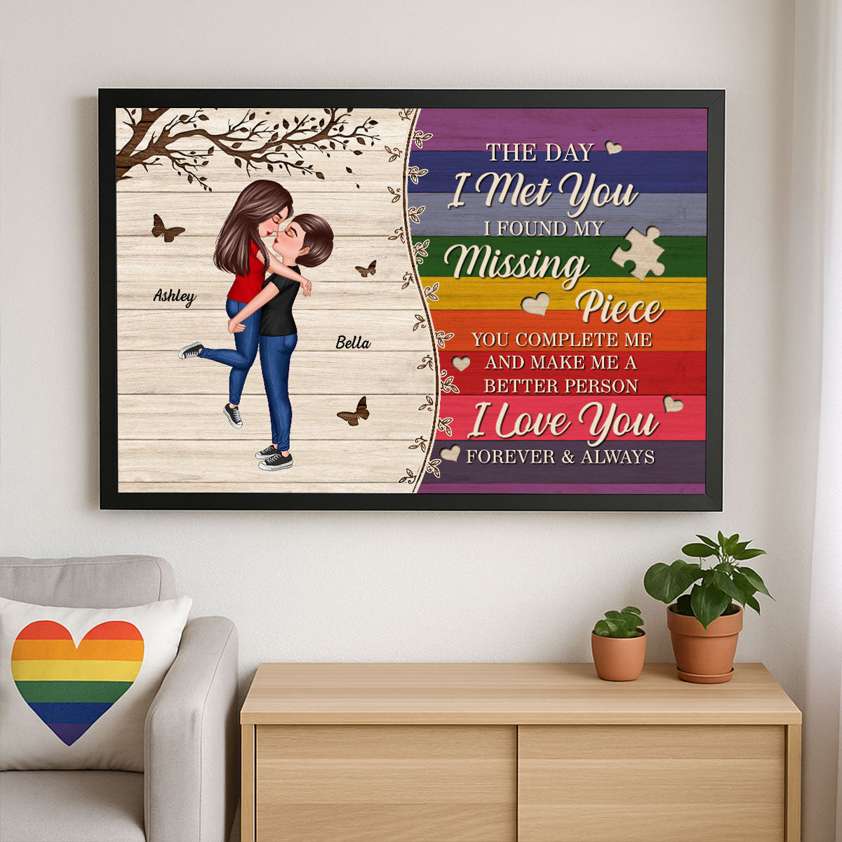 Colorful Wood Pallets The Day I Met You LGBTQ Couple Kissing Personalized Poster, Pride Month Gift