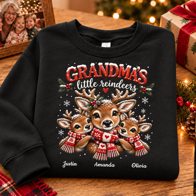 Grandma's Little Reindeers - Personalized Shirt - Trendy Christmas Tee for Grandma
