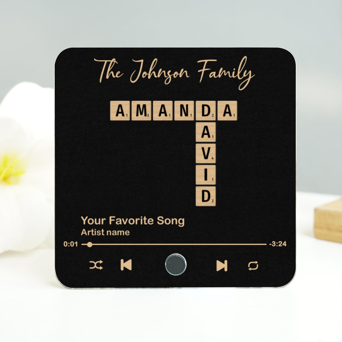 Family Crossword Art - Created In A Moment, Treasured Forever Personalized Music Fridge Magnet, Mother's Day, Father's Day Gift