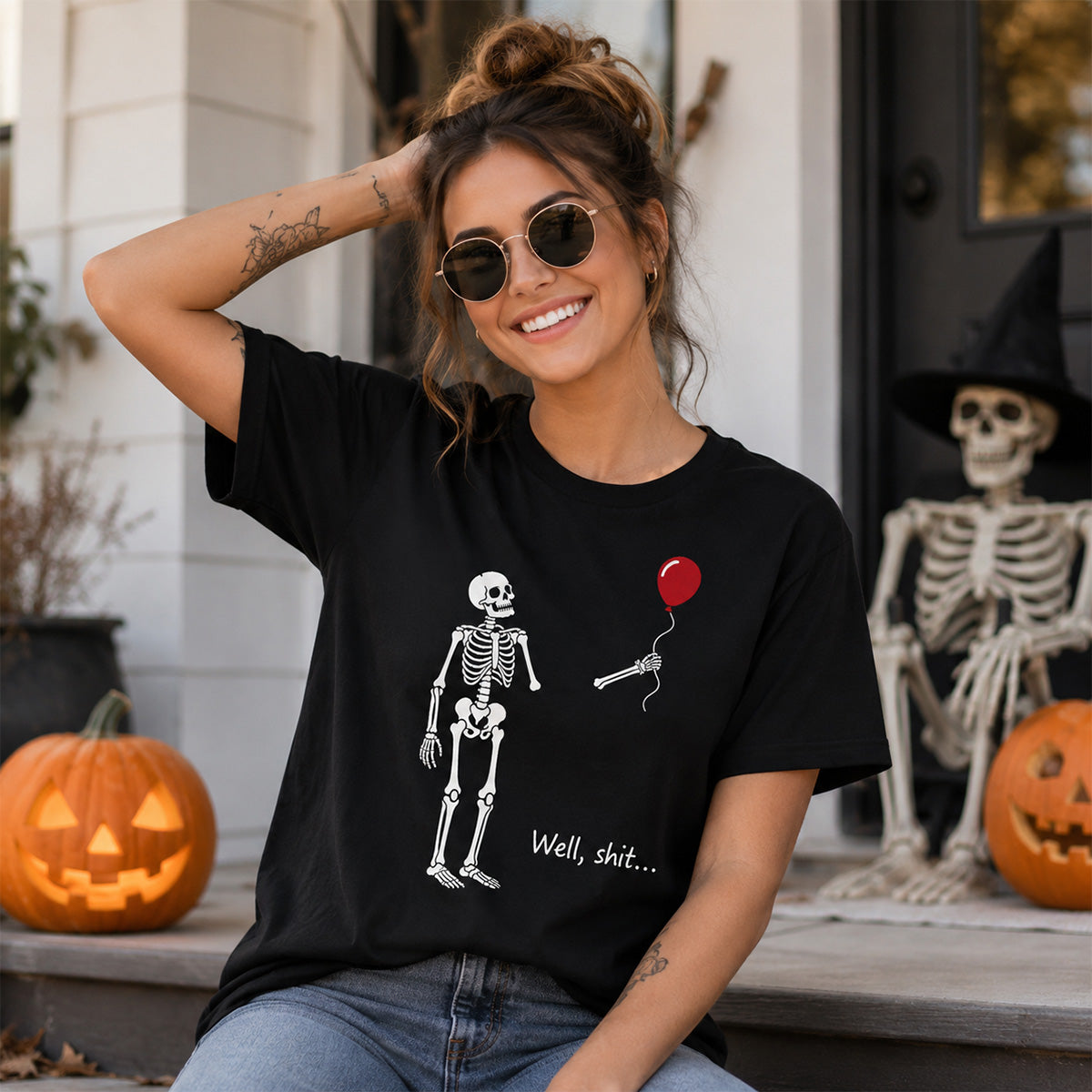 Trendy Funny Skeleton Shirt - Halloween Costume