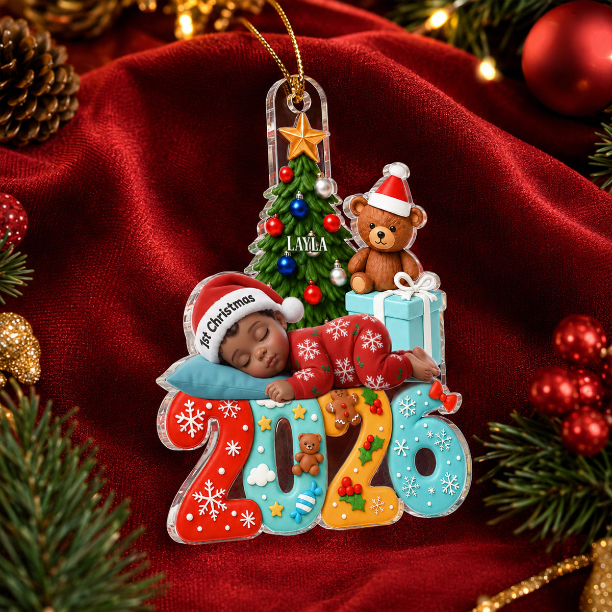 Custom Photo Baby First Christmas 2026 - Personalized Acrylic Ornament - Heartfelt Christmas Gift For Newborn, Baby
