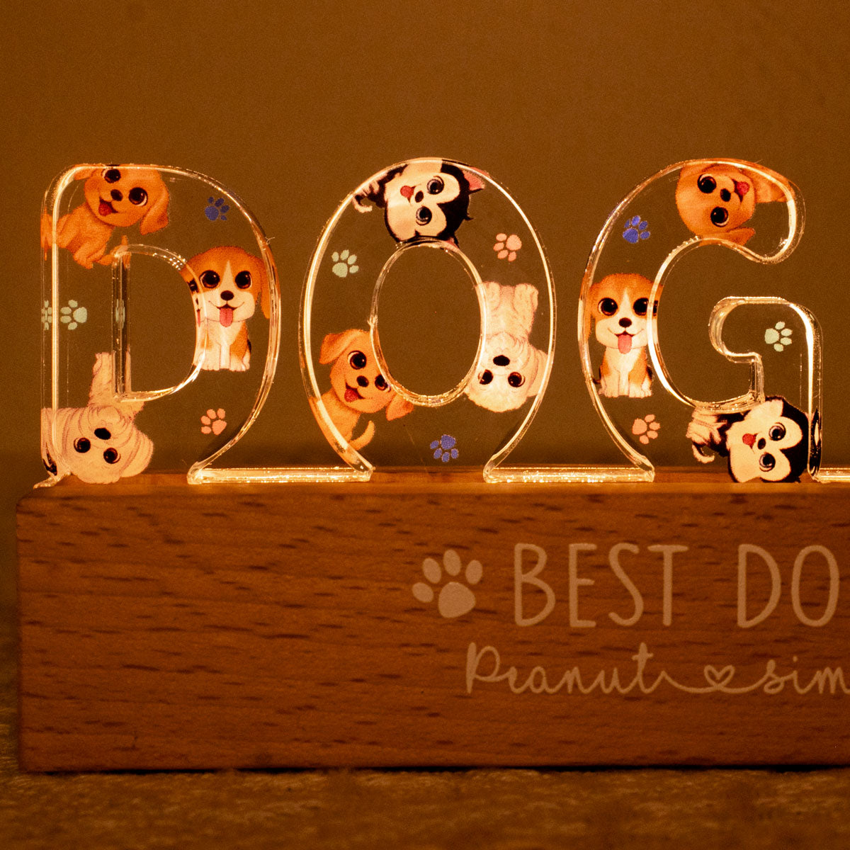 Dog Mom Watercolor Cute Dogs Personalized LED Night Light