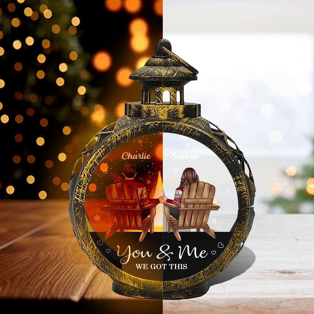 You & Me We Got This Couple Back View Personalized Lantern Ornament