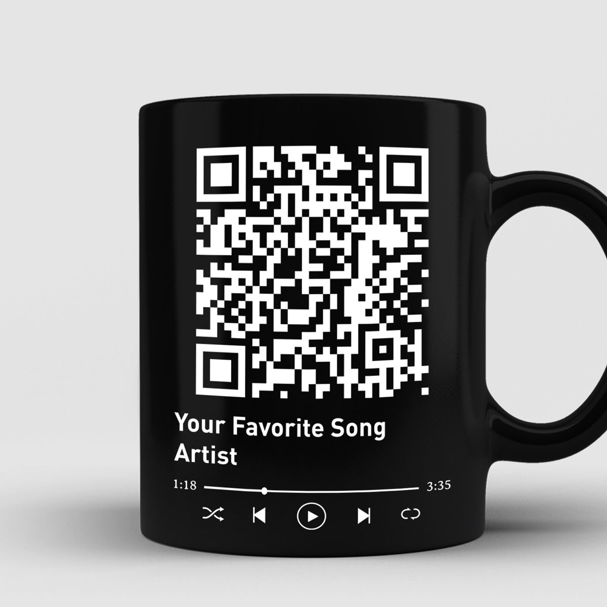 Doll Couple Kissing Under Star Night QR Code Calendar Personalized Black Mug