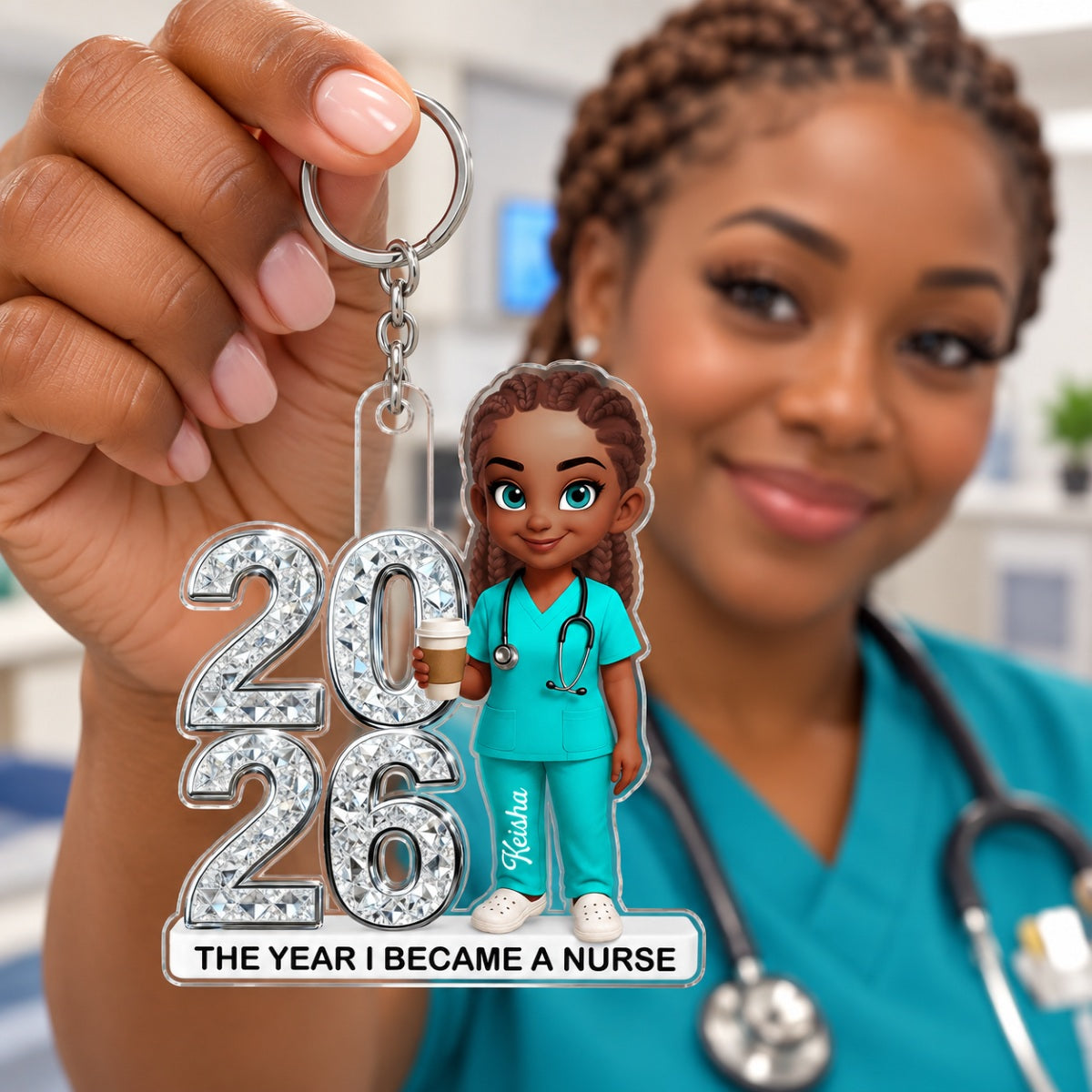 The Year I Became A Nurse - Personalized Acrylic Keychain - Christmas Gift, Graduation Gift For Nurse, Milestone Keepsake For Healthcare Workers