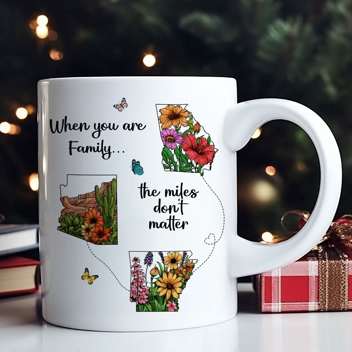 Long Distance Mom Gift Mothers Day Custom State Map Mug