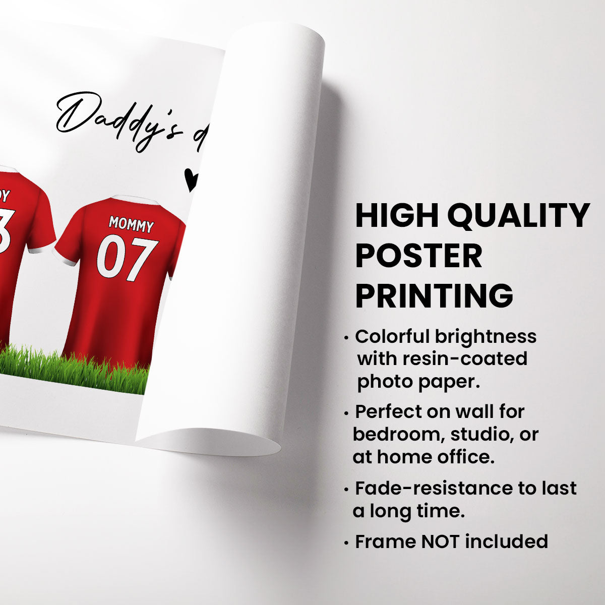 Daddy's Team Soccer Shirt Personalized Poster, Father's Day Gift For Dad, For Grandpa, For Husband