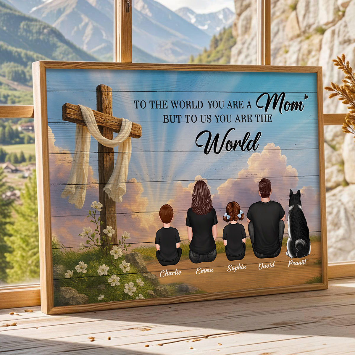 Cross Mom You are the World Personalized Poster