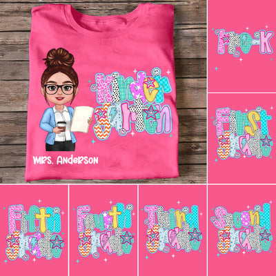 Colorful Preppy Style Teacher Custom Grade Personalized Shirt