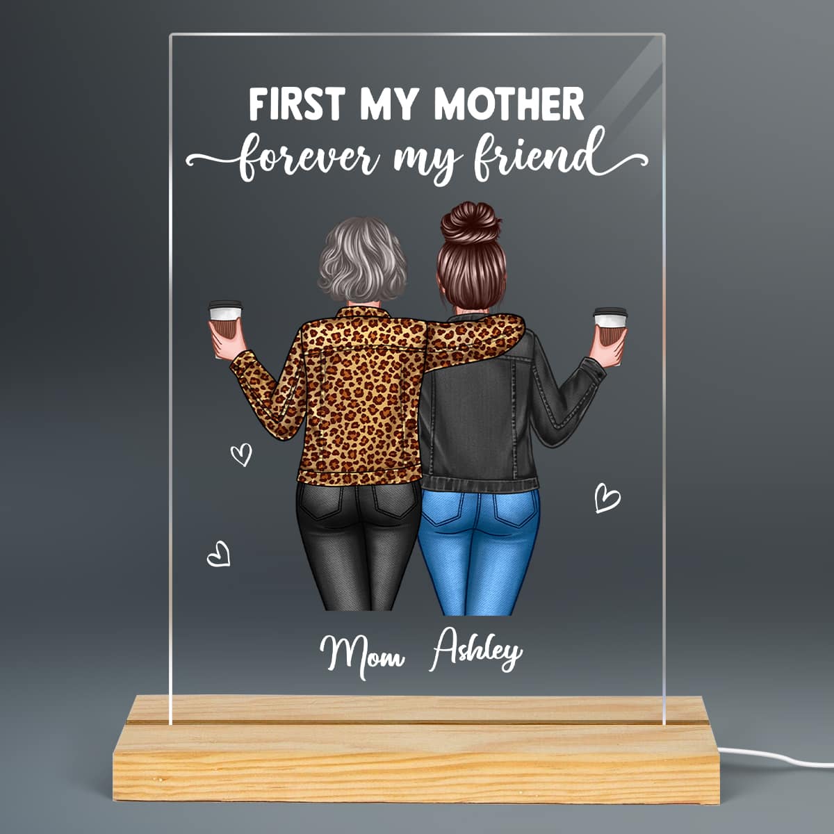 First Mother Forever Friends Back View Women Personalized Acrylic LED Night Light