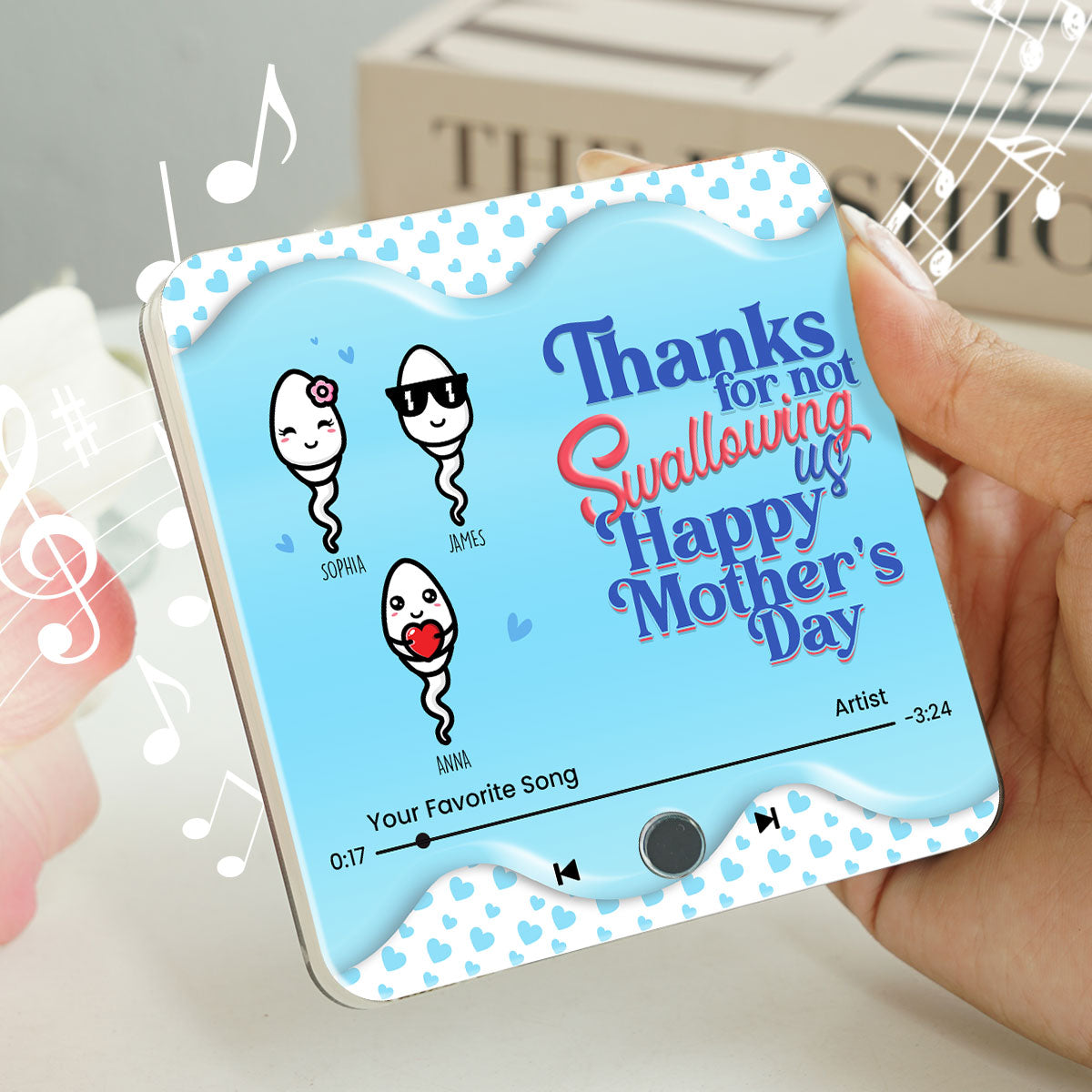 Thanks for not Swallowing Me Personalized Music Fridge Magnet, Funny Gift for Mom, Gift for her