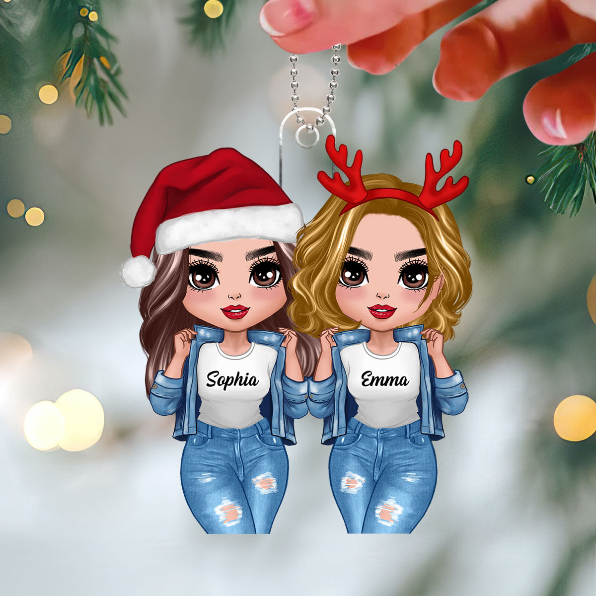 Cool Doll Besties Christmas Gift For Best Friends Sisters Personalized Acrylic Ornament
