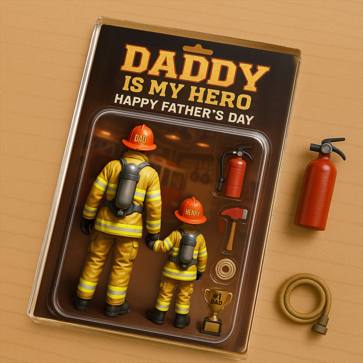 Best Firefighter' Dad Custom Figure Personalized Acrylic Block Plaque, Father's Day Gift for Dad, Gift for Husband