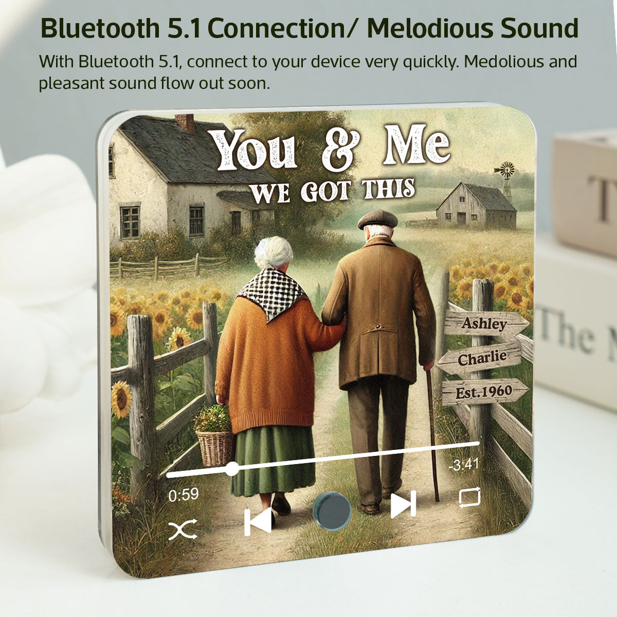 Eternal Love Couple Growing Old Together Personalized Bluetooth Music Fridge Magnet, Heartfelt 2025  Gift For Couple, For Him, For Her, Boyfriend, Girlfriend, Husband, Wife