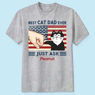 Best Cat Dad Ever Nation Flag Fist Bump Funny Cute Cats Personalized Shirt