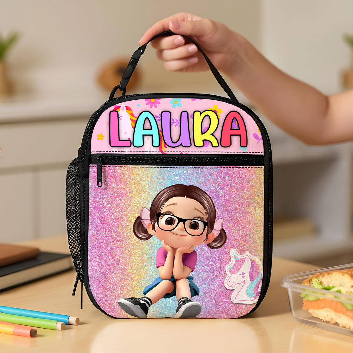 Unicorn Mermaid Theme Personalized Insulated Lunch Box for Girl Toddler, Keep Your Child’s Meals Fresh & Safe All Day