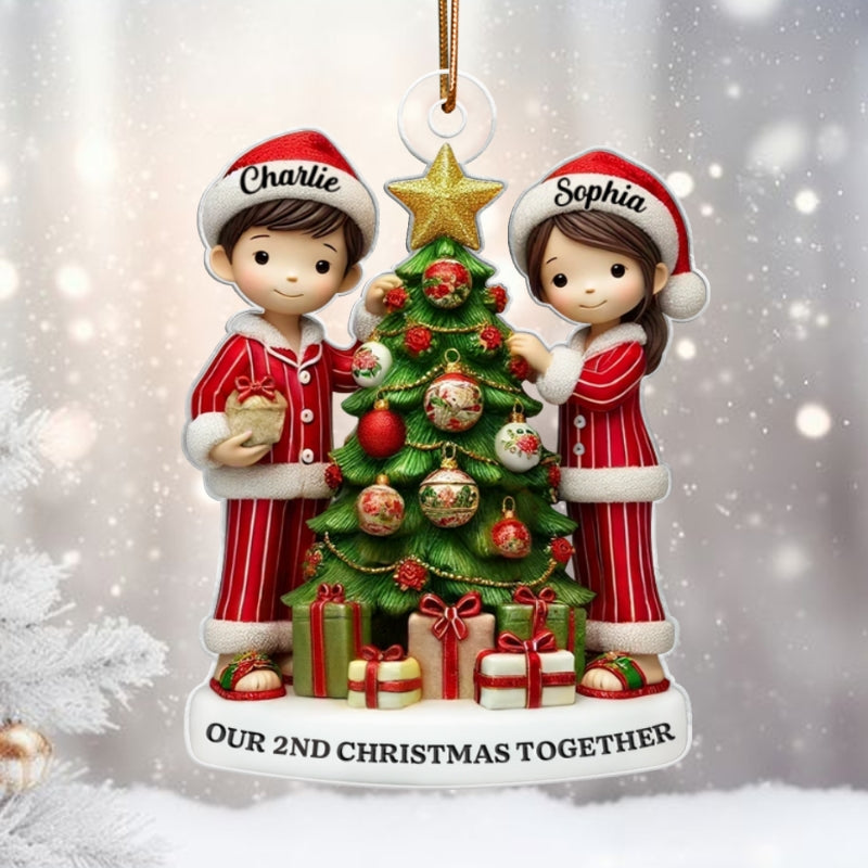 3D Effect Couple Decorating Christmas Personalized Acrylic Ornament