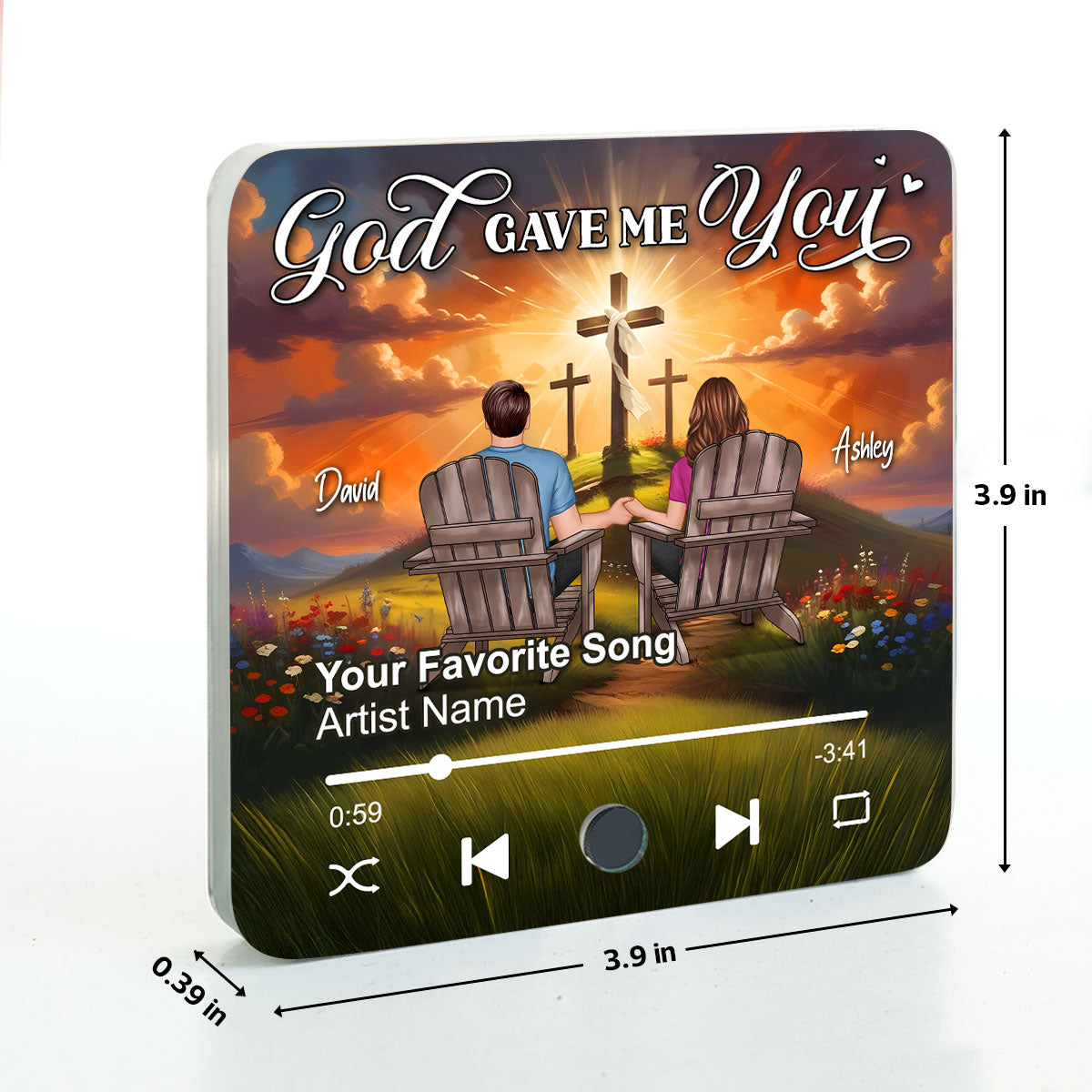 God Gave Me You Couple Sitting Personalized Music Fridge Magnet, Heartfelt Gift For Couple, For Him, For Her, Boyfriend, Girlfriend, Husband, Wife