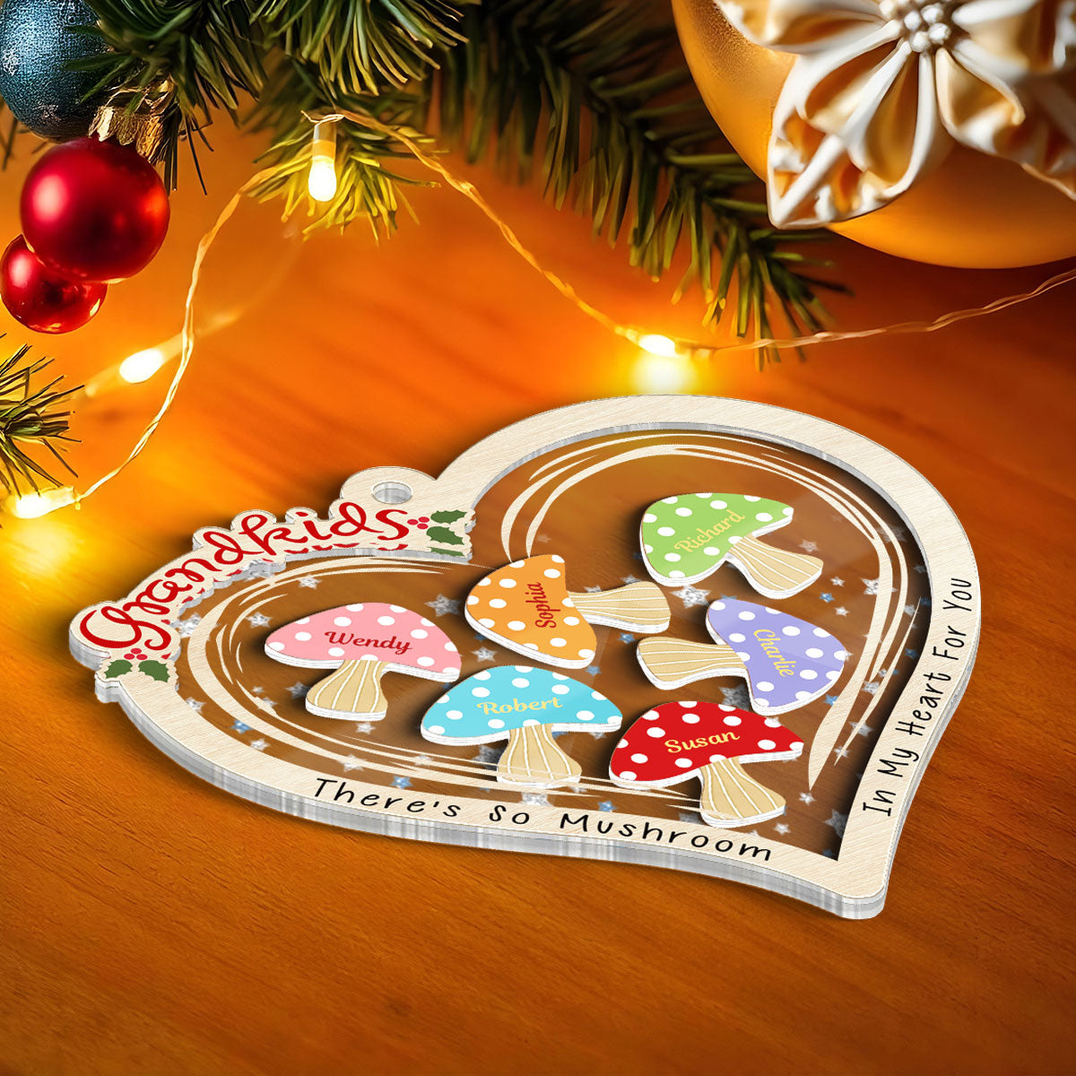 Grandkids There Is So Mushroom In My Heart For You Personalized Shaker Ornament