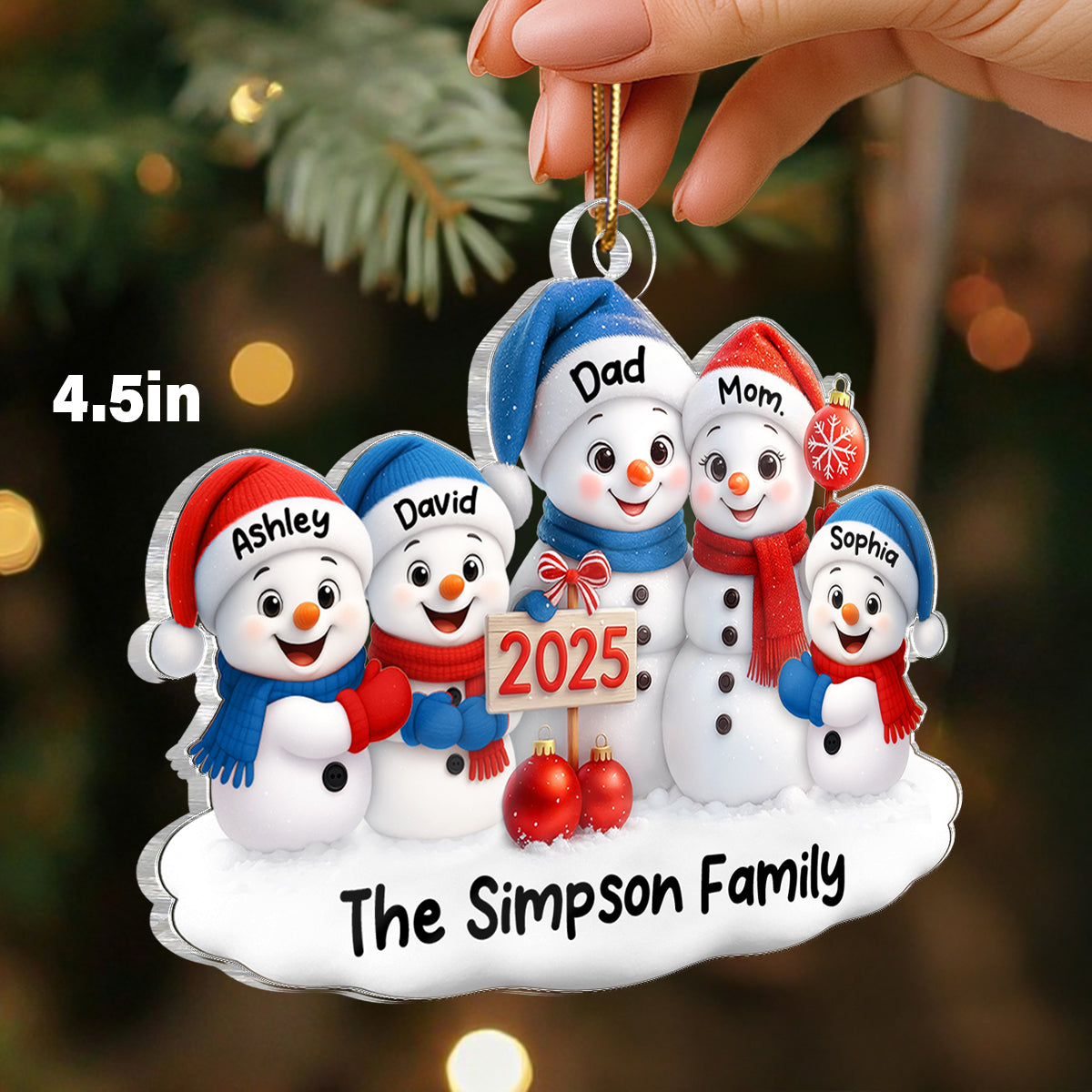 Family Snowmen 2025 - Personalized Acrylic Ornament - Festive Christmas Decor, Christmas Gift for Family