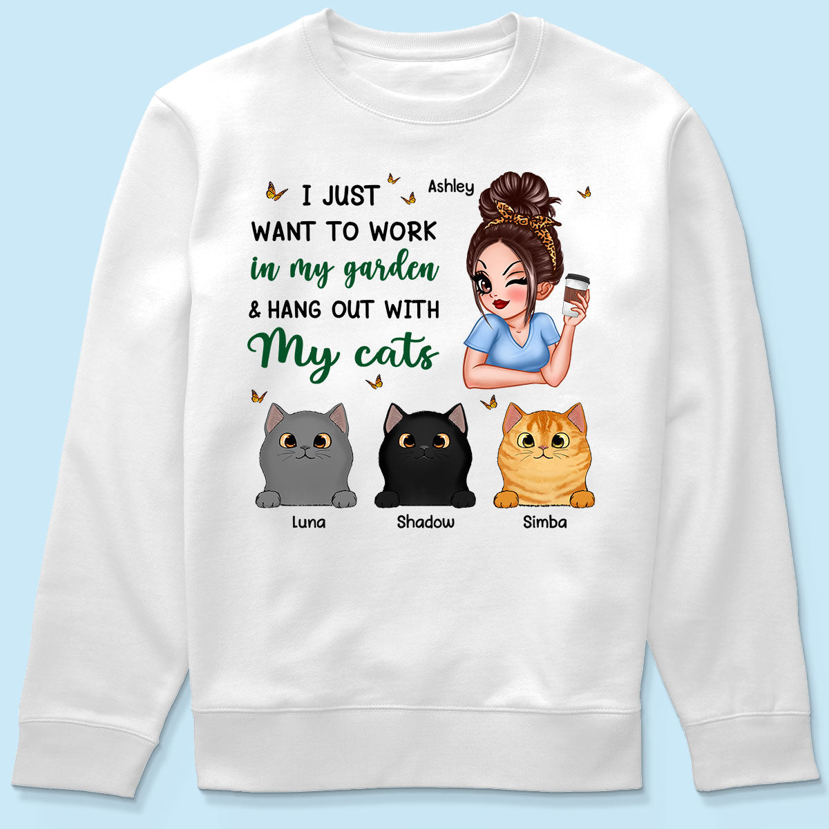 Work In My Garden And Hang Out With My Cats Plant Lady Personalized Shirt