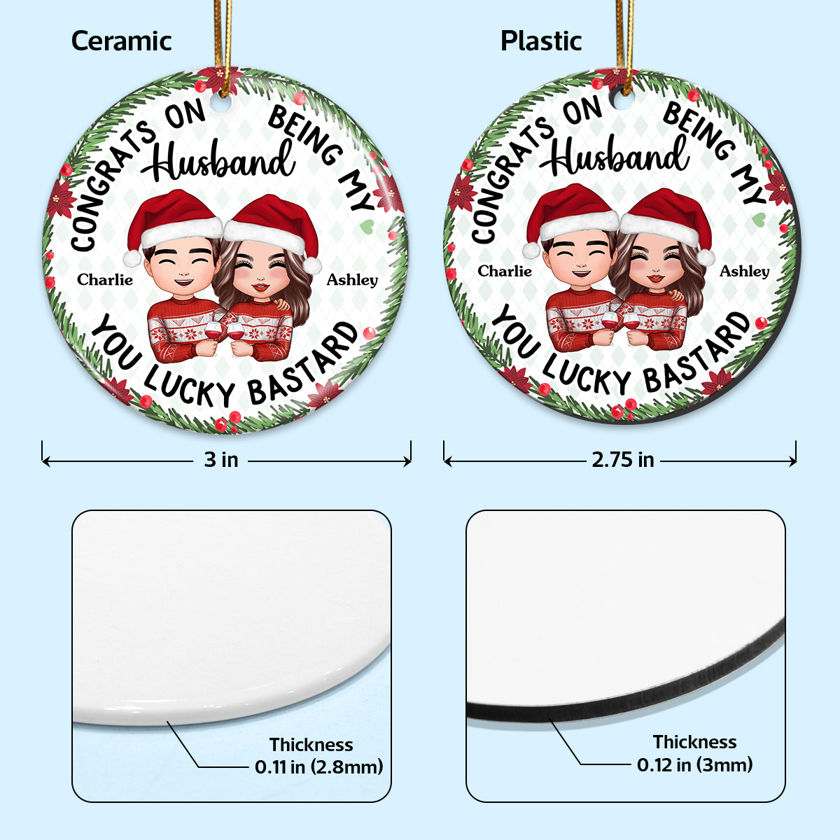 Congrats On Being My Husband Boyfriend Holly Branch Personalized Circle Ornament
