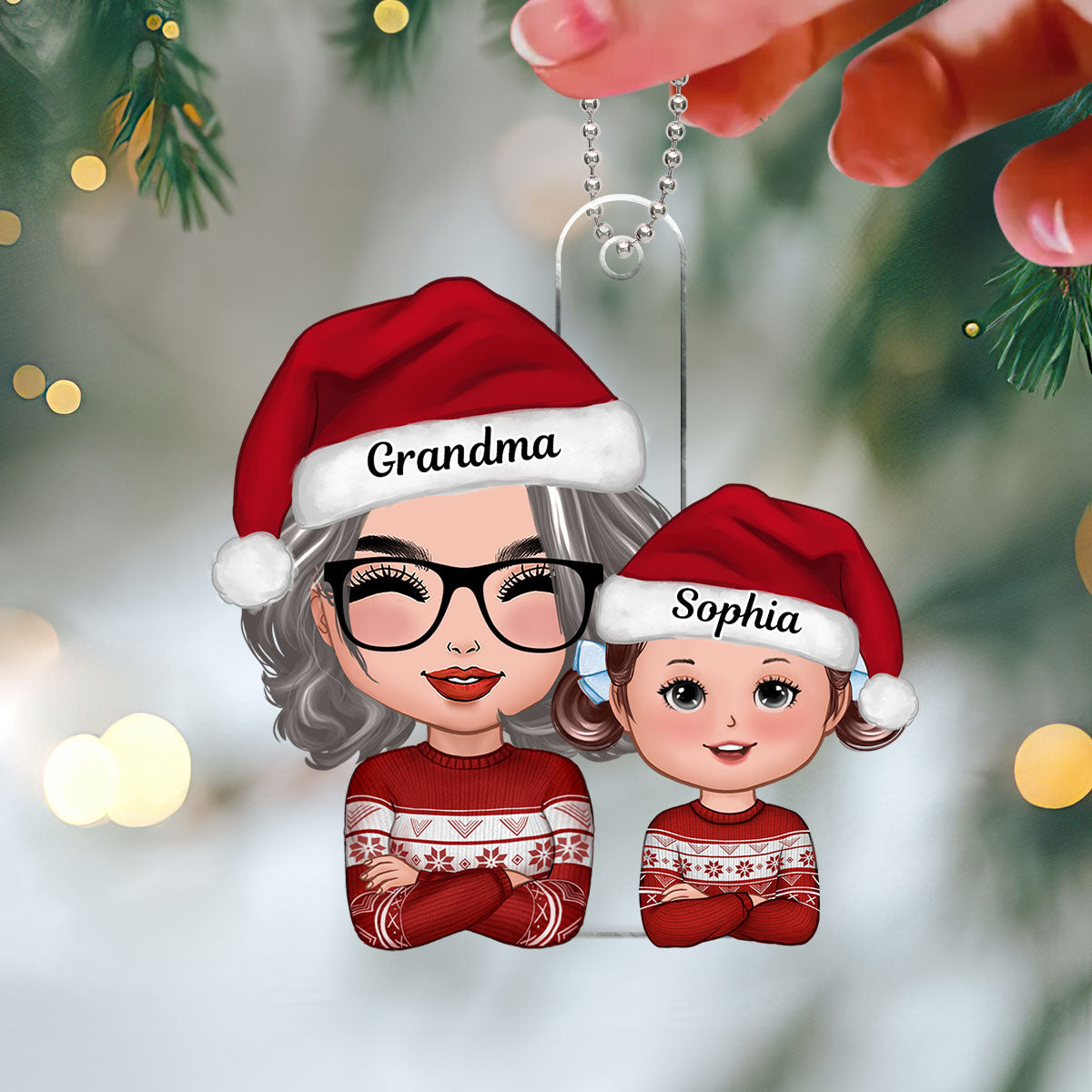 Cute Grandma Granddaughter Grandson Crossed Arms Personalized Acrylic Ornament