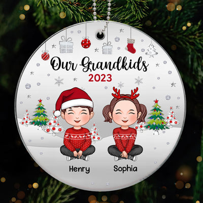 Our Grandkids Metal Snow Personalized Acrylic Ornament