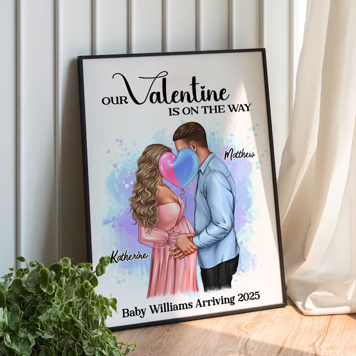 Kissing Couple, Expecting Parents, Pregnancy Couple Personalized Poster,  Gift, Pregnancy Announcement