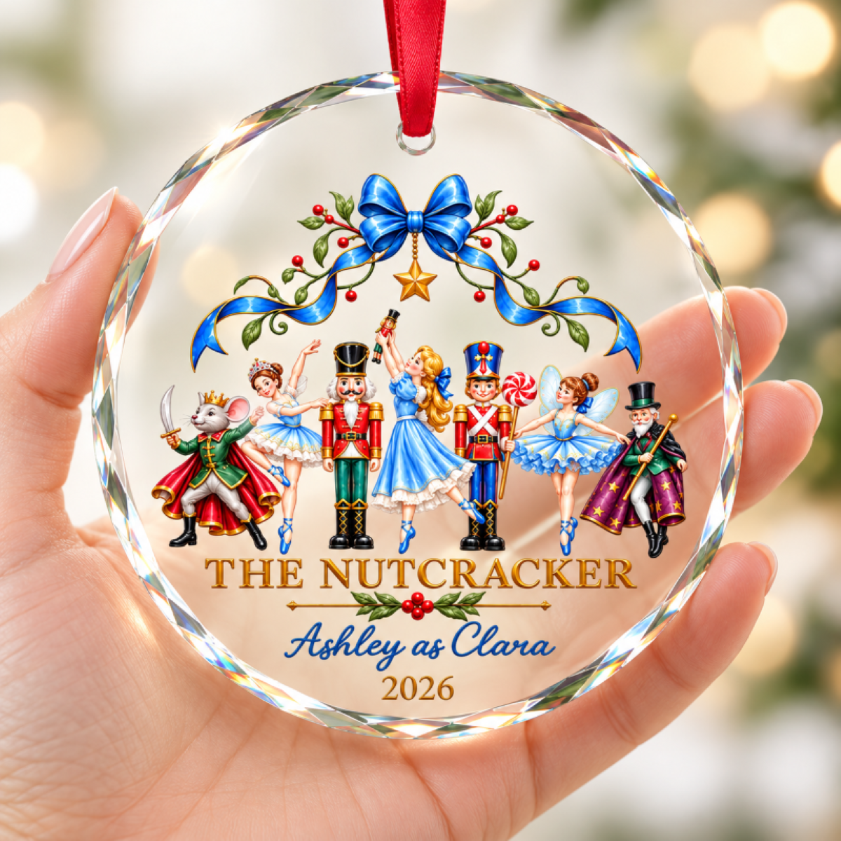 The Nutcracker Custom Name And Character - Personalized Glass Ornament - Christmas Gift For Ballet Dancers, Girls, Kids