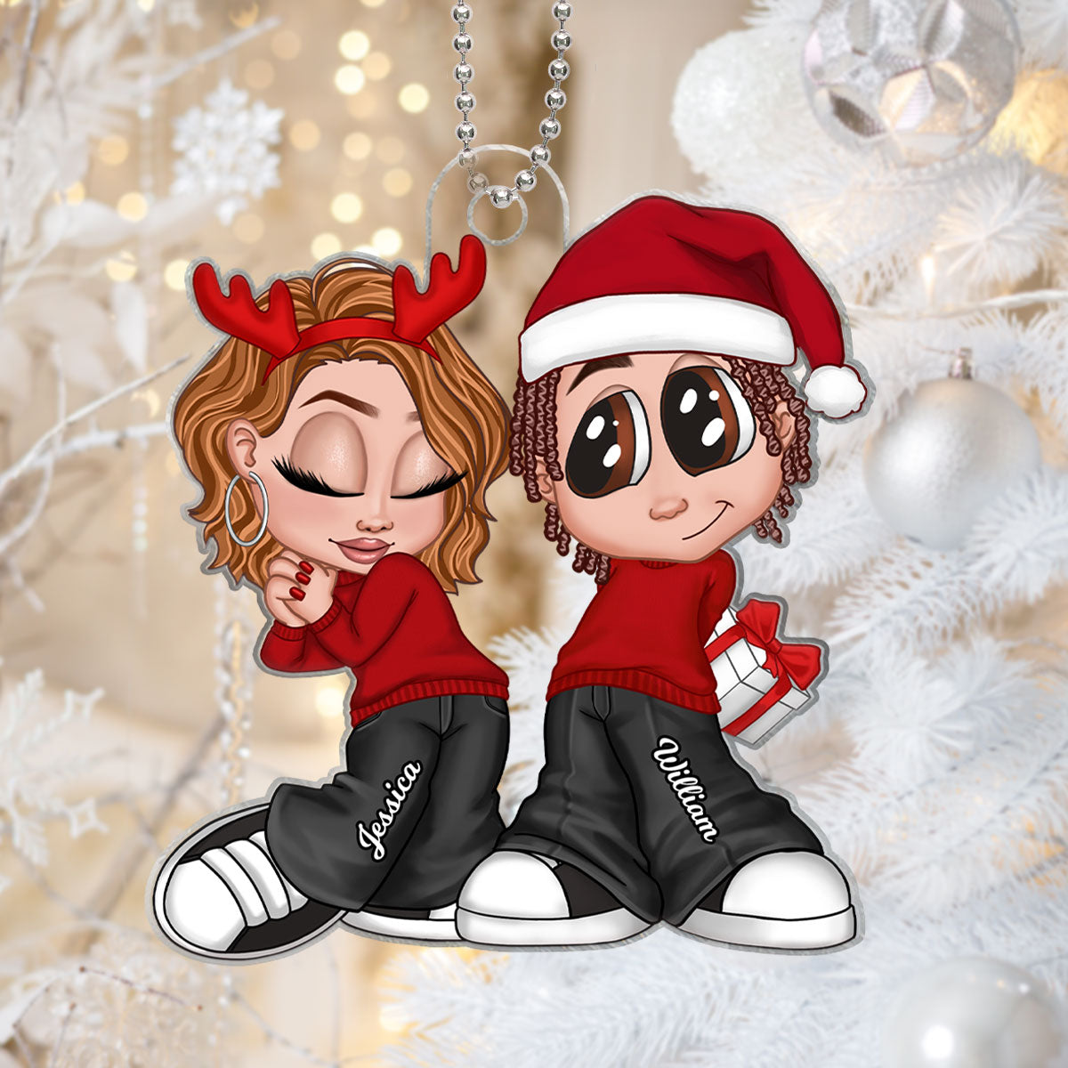 Christmas Y2K Couple Personalized Acrylic Ornament, Christmas Gift for Him for Her