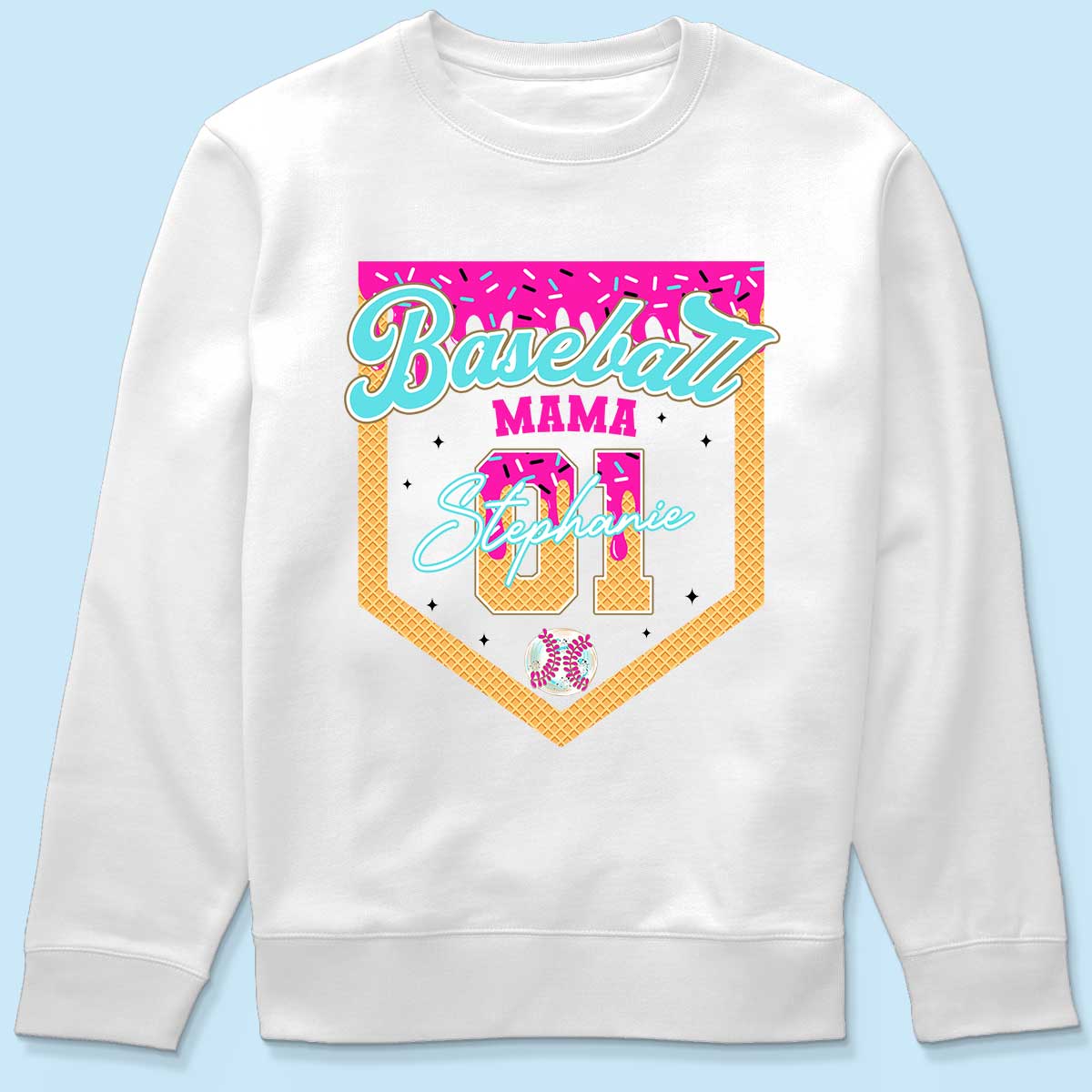 Baseball Softball Mom Ice Cream Drip Personalized Shirt, Gift for Moms