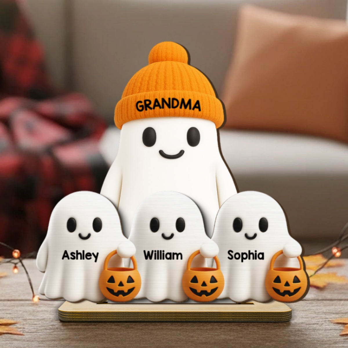 Grandma Boo Crew Halloween Decor - Personalized 2-Layered Wooden Plaque - Gift For Grandmas