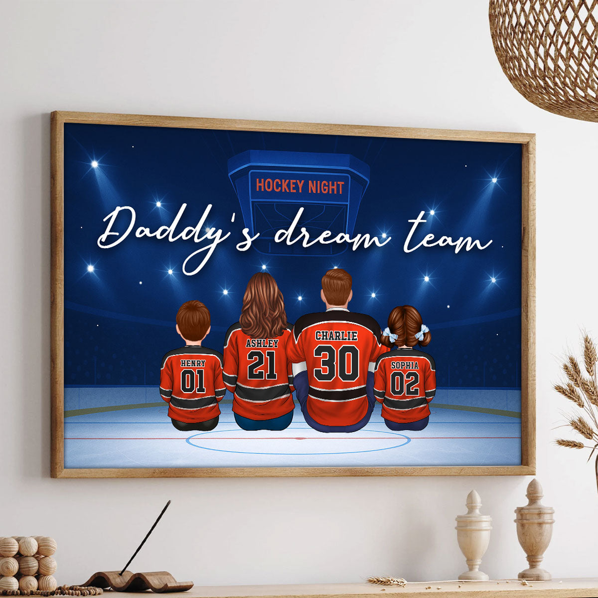 Hockey Daddy's Dream Team Personalized Poster| Unique Father's Day Gift For Dad, Husband