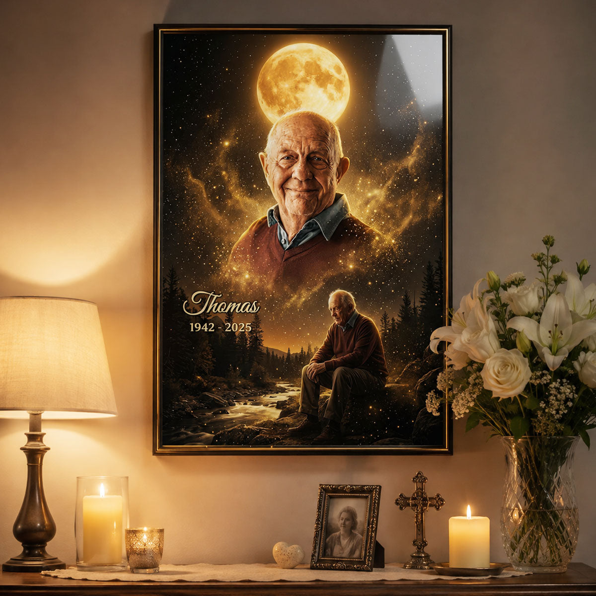 Unshadowed Moon - Personalized Poster - Custom Photo, Memorial Sympathy Gift