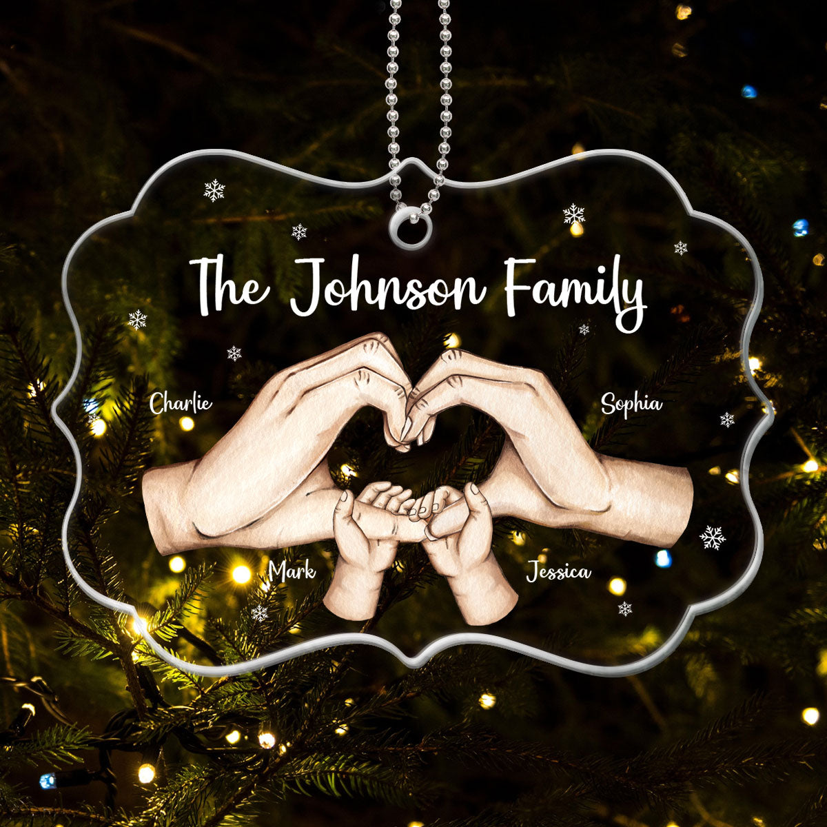 Together We Make A Family Heart Hands Personalizec Acrylic Ornament