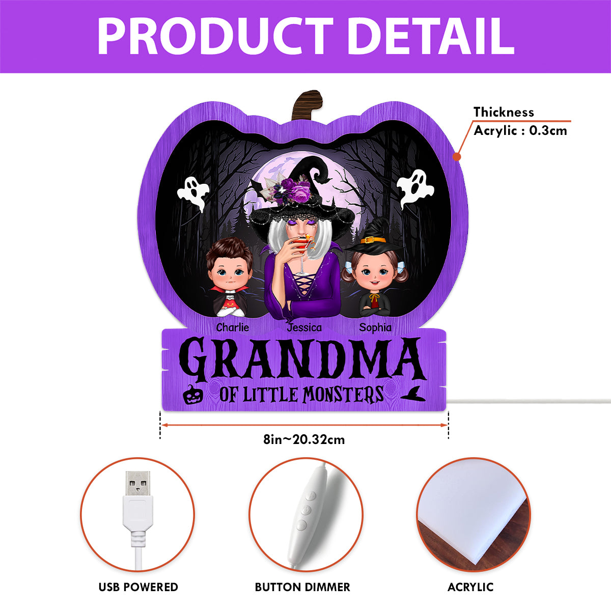 Halloween Grandma Witch Personalized Light Box
