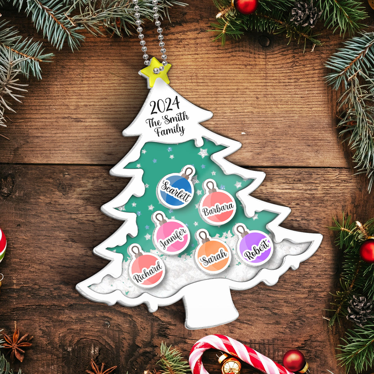 Family Christmas Tree Personalized Shaker Ornament, Christmas Gift For Family Members