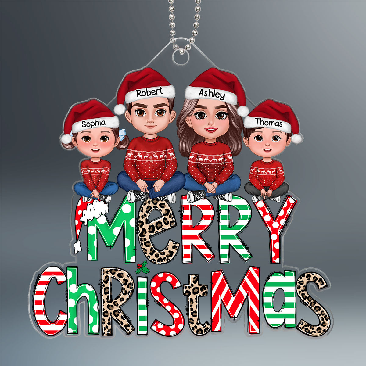 Merry Christmas Family Gift Personalized Acrylic Ornament