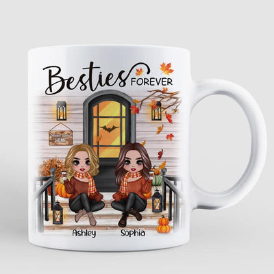 Fall Season Best Friends Sisters Front Porch Personalized Mug (11oz)
