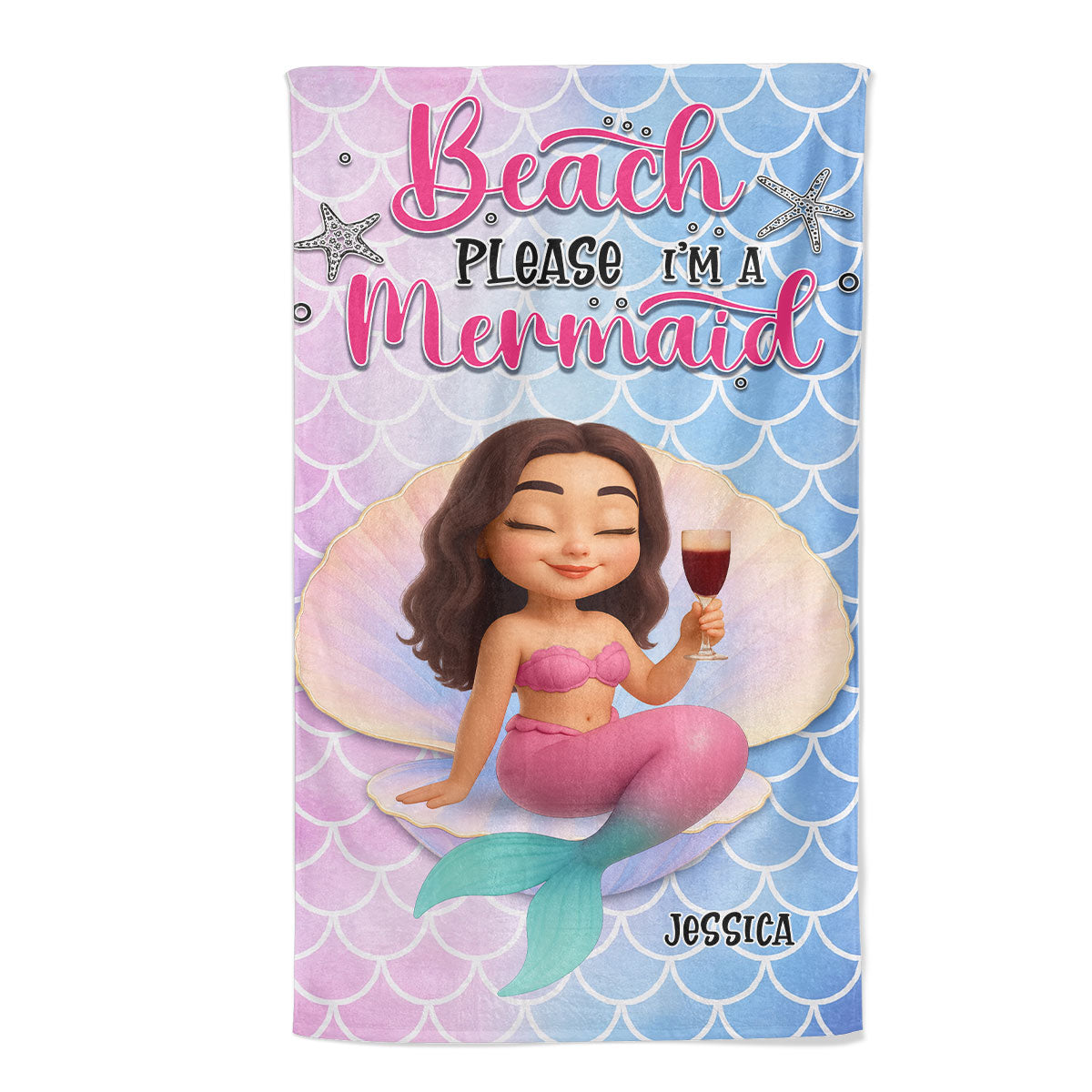 Beach Please I'm A Mermaid Personalized Beach Towel, Besties Summer Beach Trip
