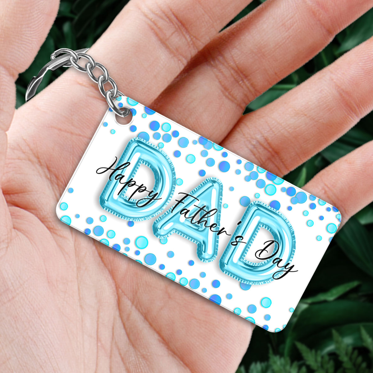Doll Dad And Kids Blue Balloon Personalized Acrylic Keychain