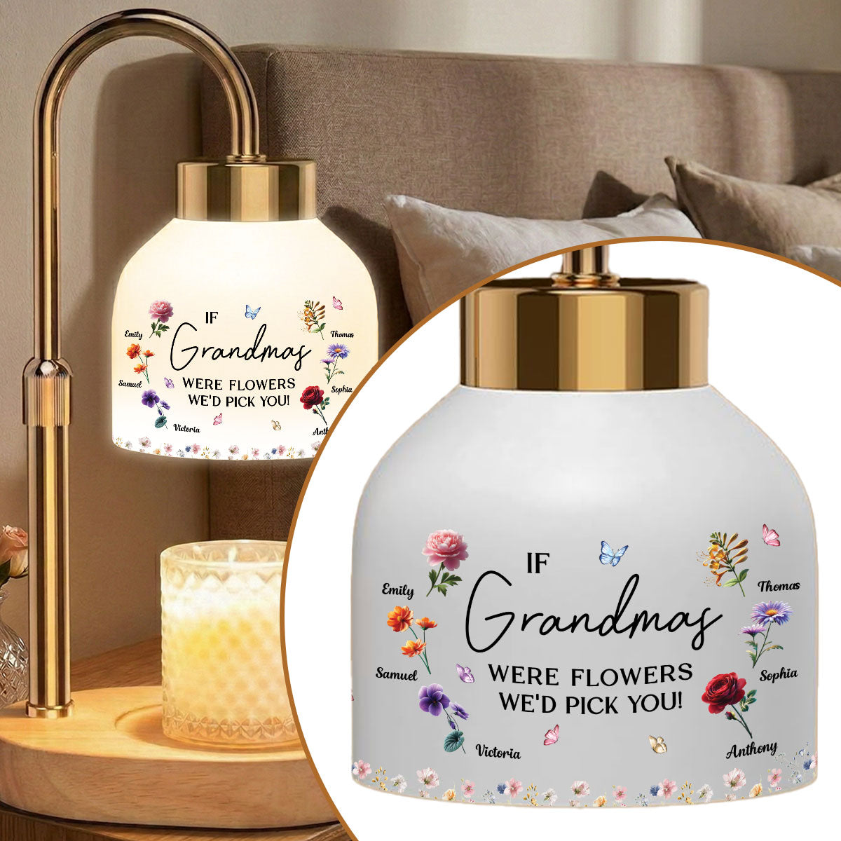 If Grandmas Were We Would Pick You Birth Month Flower - Personalized Candle Warmer Lamp - Vintage Home Decor Gift For Grandma