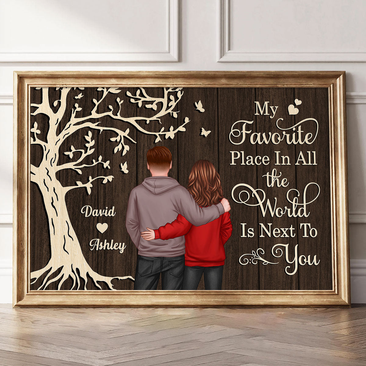 My Favorite Place in All the World Couple Tree - Personalized Canvas - Gift for him, Gift for her