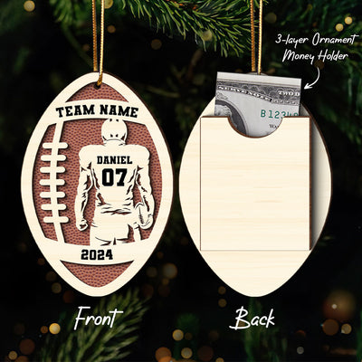 Personalized Football Money Gift Card Holder Ornament, Unique Gift For Football Player, Football Lover, Teenage Son, Grandson, Nephew, Husband, Boy Friend