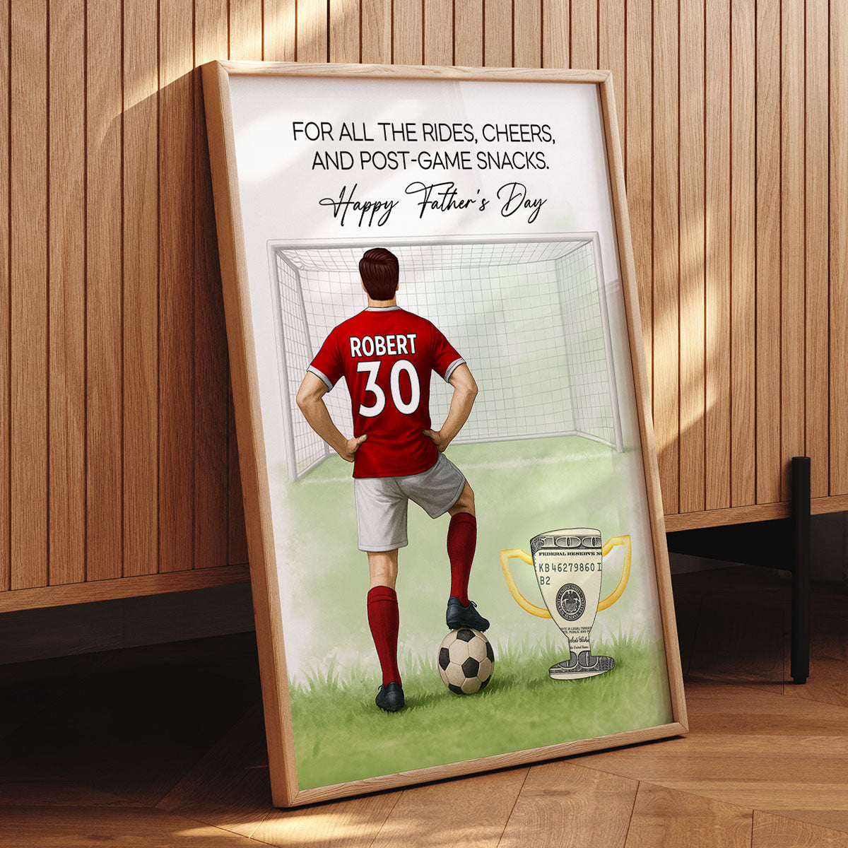 Soccer Dad Happy Father's Day Money Gift Personalized Poster, Gift for Dad, Gift for Husband