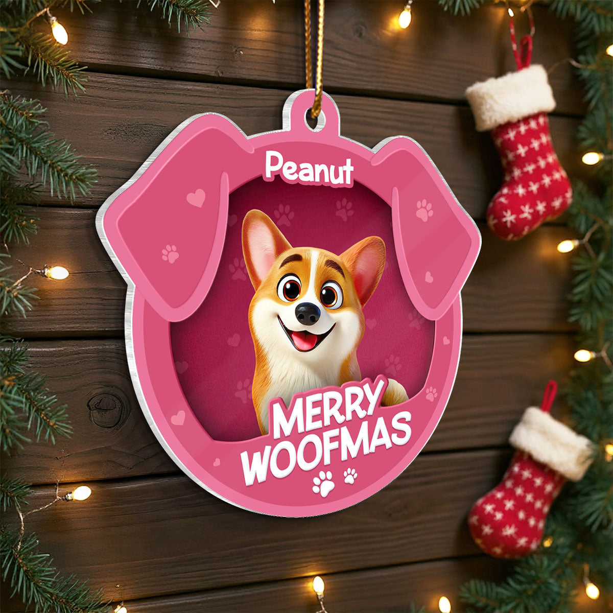 Furry Joy Dog Face 3D Effect Toy Box Personalized Acrylic Ornament, Christmas Gift for Dog Lovers
