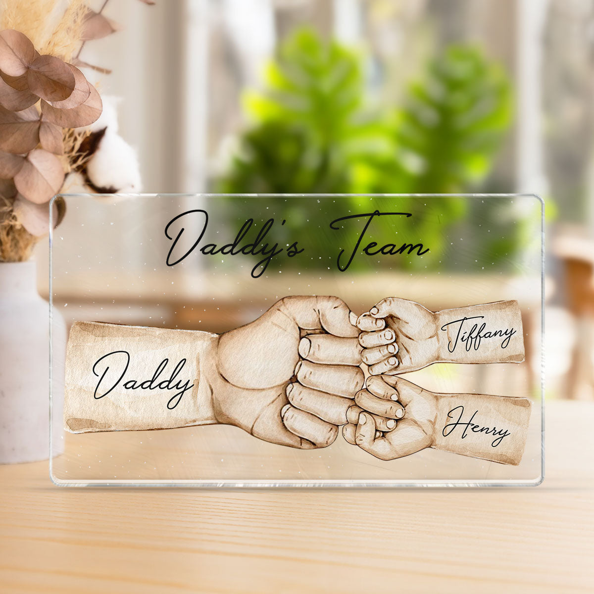 Daddy's Team Fist Bump Personalized Acrylic Plaque